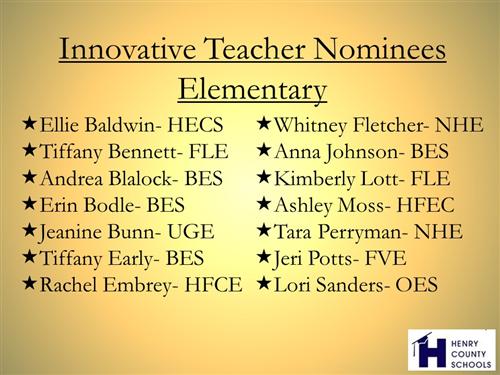 Innovative teacher nominees ES 